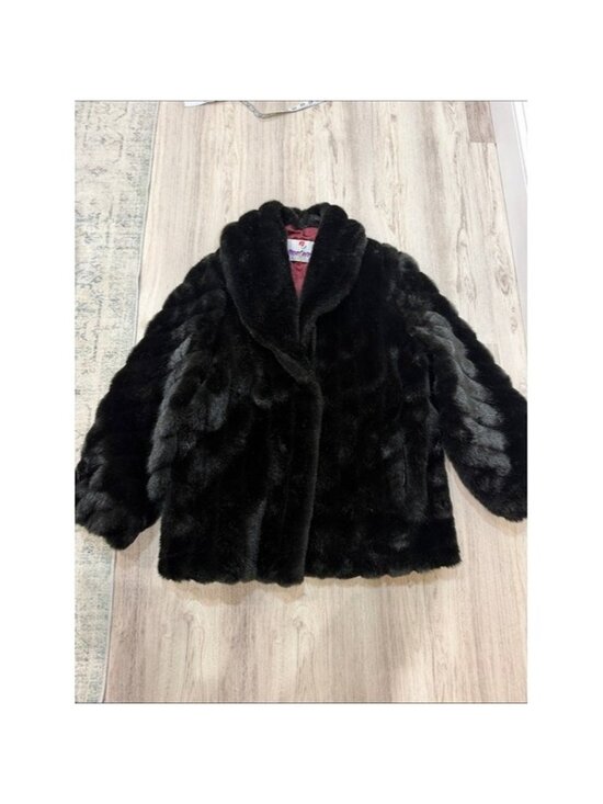 Monterey Jackets & Blazers - Vintage Monterey Fashions 80/90s faux mink coat black size large